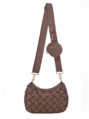 NWT Bebe Luca Crossbody/Shoulder Bag & Coin Pouch Taupe with Gold Hardware